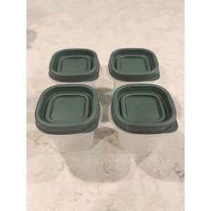 Rubbermaid TakeAlongs 4oz Small Food Storage Containers Green Lids Set of 4 7J53